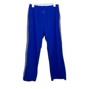 Woman Within 14/16 Medium Petite Blue Grey Red/Pink Striped Sweatpants